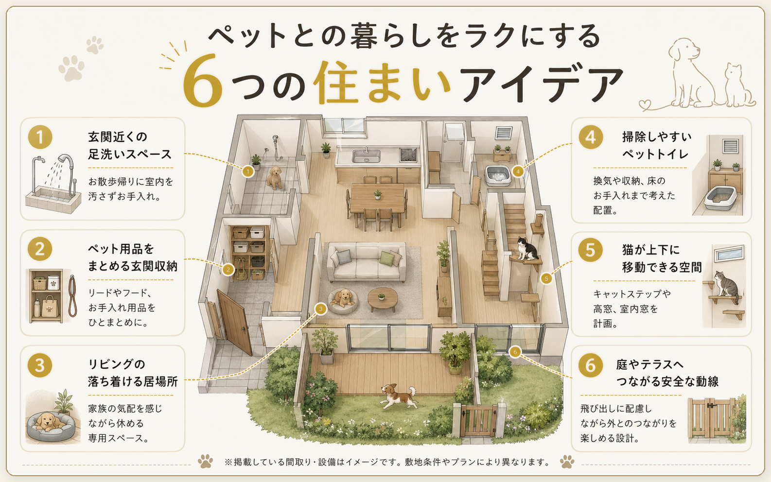 ペットとの暮らしをラクにする6つの住まいアイデア