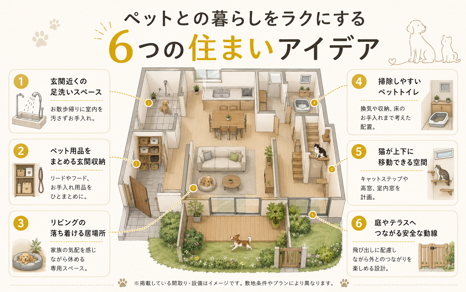 ペットとの暮らしをラクにする6つの住まいアイデア